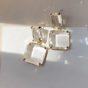 Gold  plated shiny crystal drop earrings